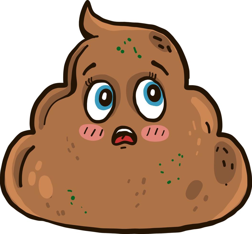 Scared poop , illustration, vector on white background