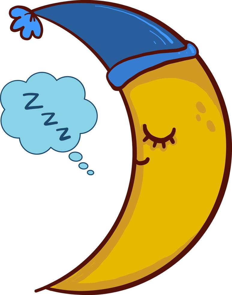 Sleepy moon, illustration, vector on white background.