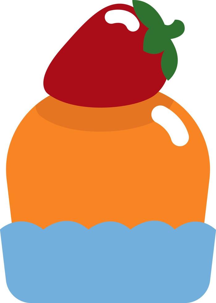 Strawberry cupcake, illustration, vector on a white background.