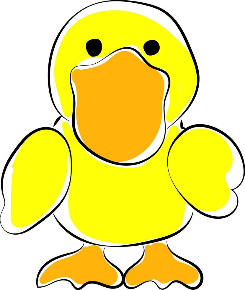 Yellow duck, illustration, vector on white background.