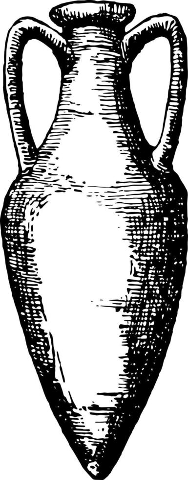 Amphora is a jar with two handles a narrow neck vintage engraving. vector