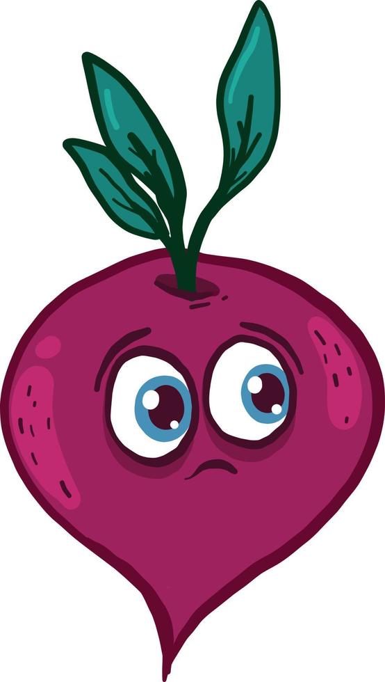 Sad radish, illustration, vector on white background