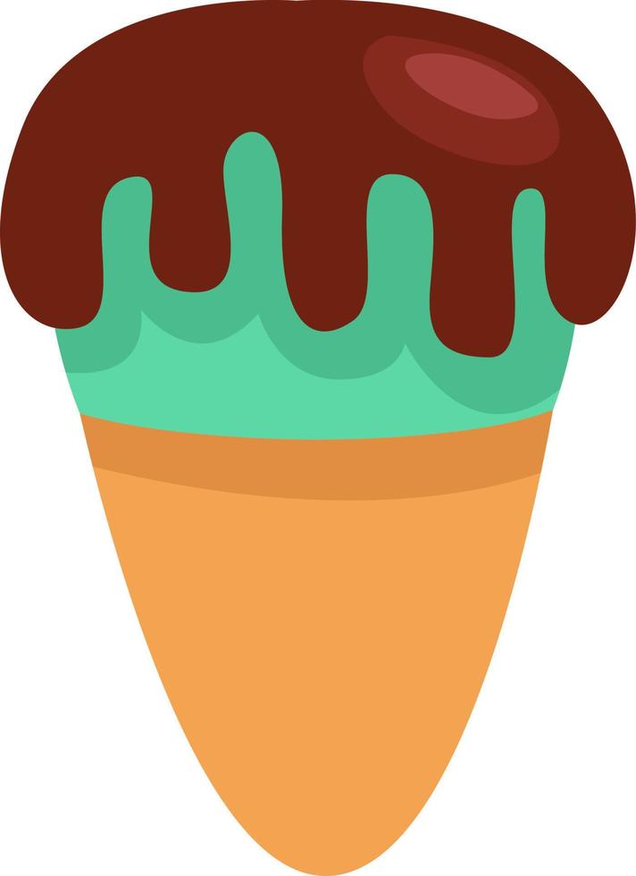 Helado agrio con chocolate, ilustración, vector sobre fondo blanco.