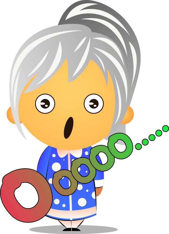 Grandma feeling suprised, illustration, vector on white background.