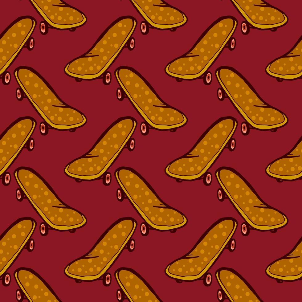 Cute skate , seamless pattern on a dark red background. vector