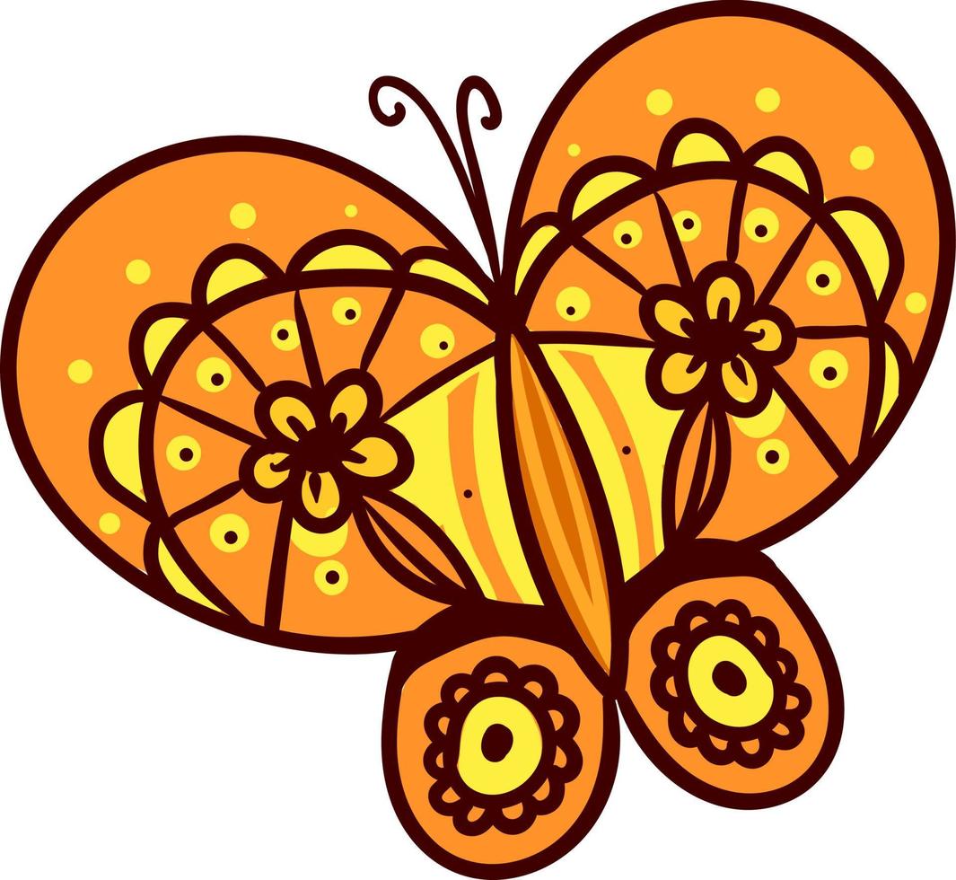 mariposa naranja, ilustración, vector sobre fondo blanco