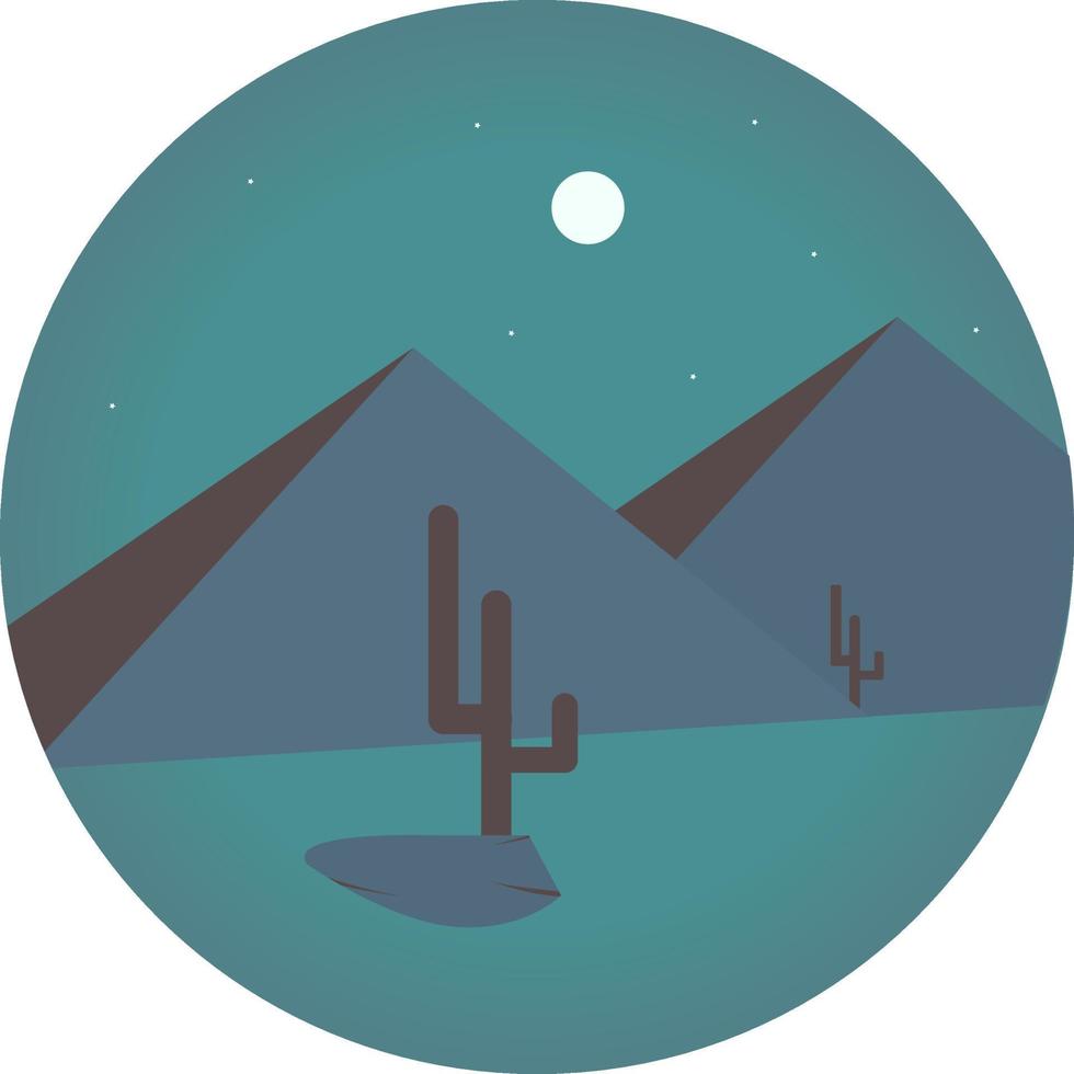 montañas en la noche, ilustración, vector sobre fondo blanco.