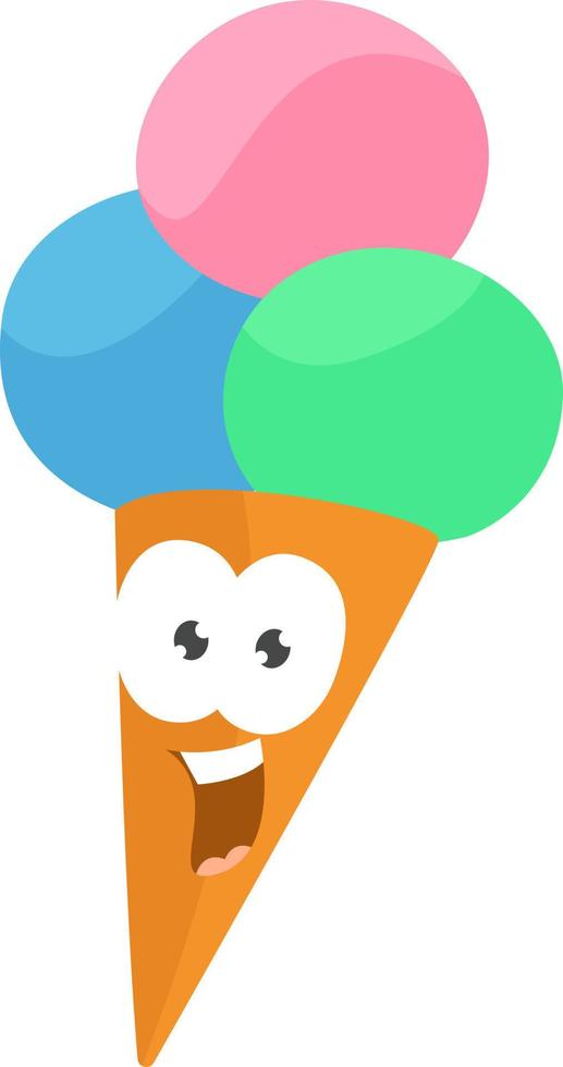 Colorful ice cream, illustration, vector on a white background.