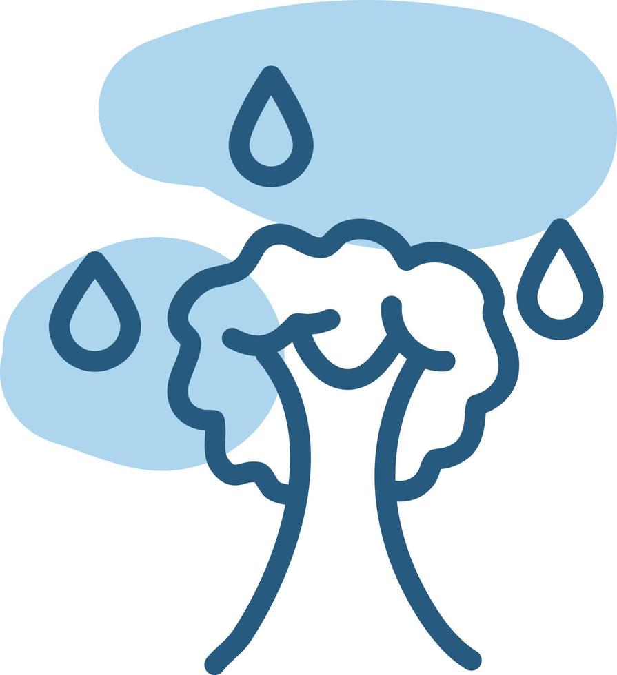 Tree in rain, illustration, vector on a white background.