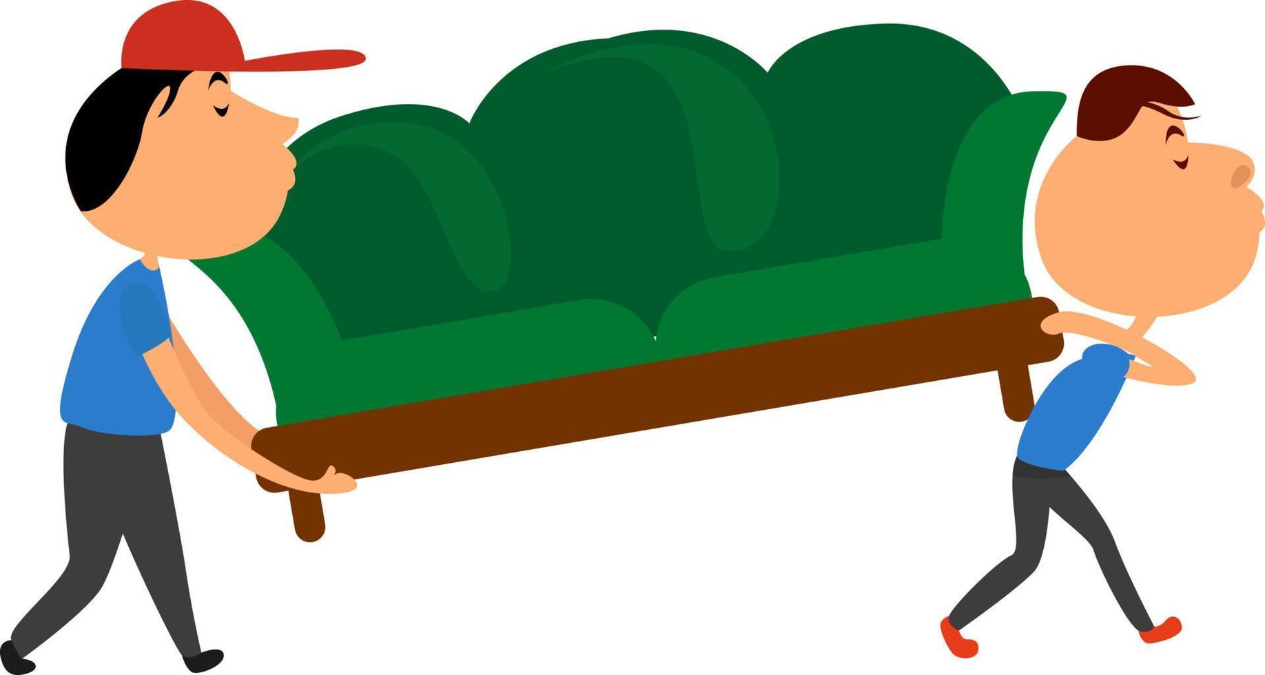 Furniture transportation, illustration, vector on white background