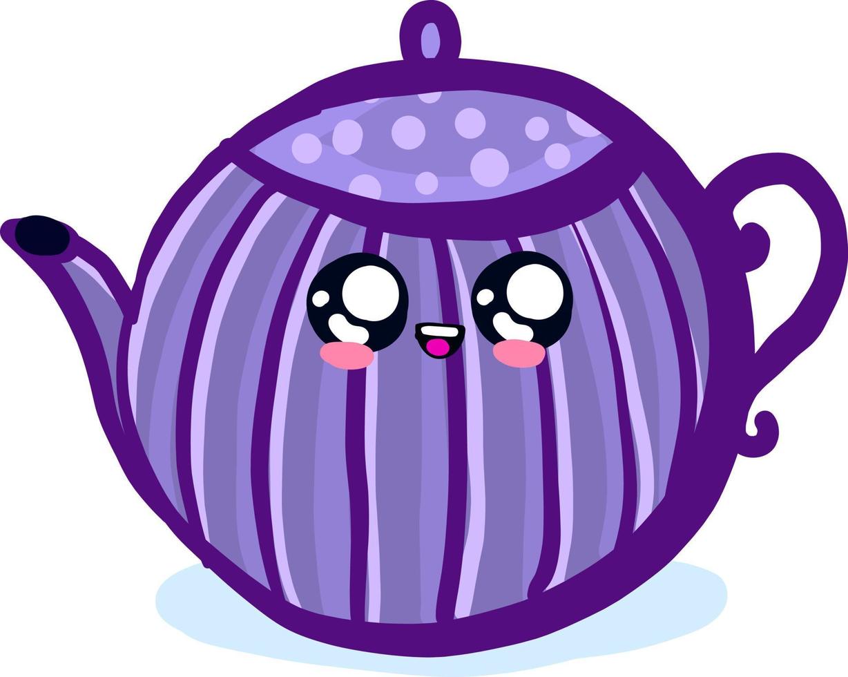 Purple teapot, illustration, vector on white background