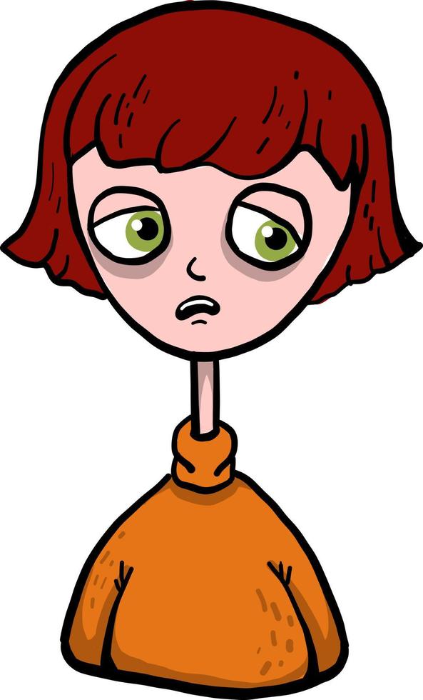 Girl with short hair, illustration, vector on white background