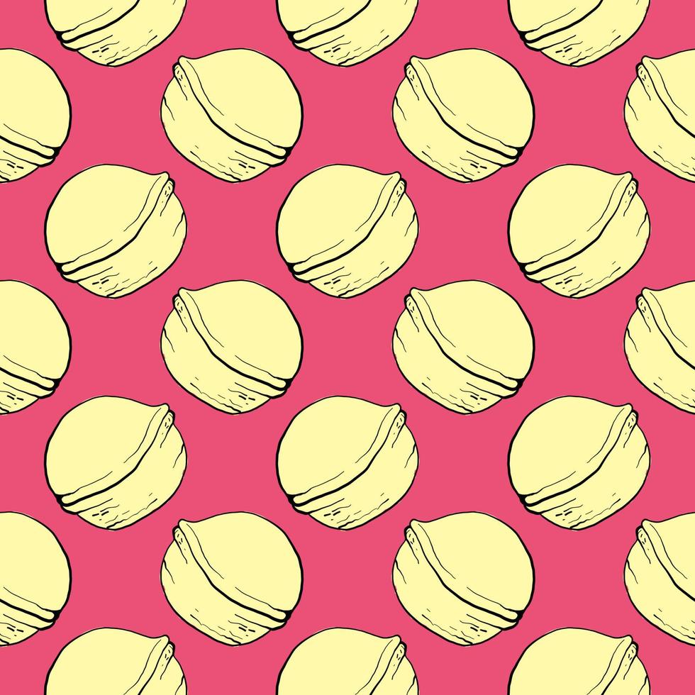 White walnut, seamless pattern on pink background. vector