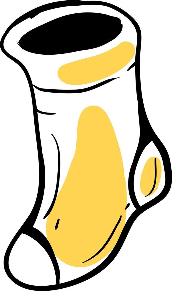 Yellow sock, illustration, vector on white background.