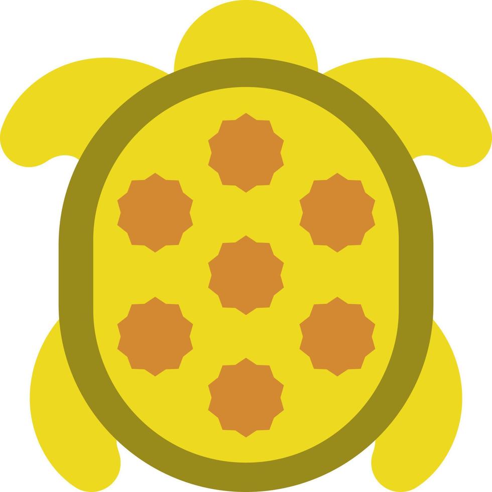 Turtle with yellow shell, illustration, vector, on a white background. vector