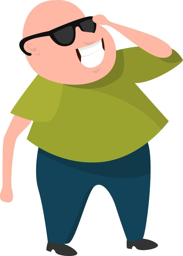 Man with sunglasses, illustration, vector on white background