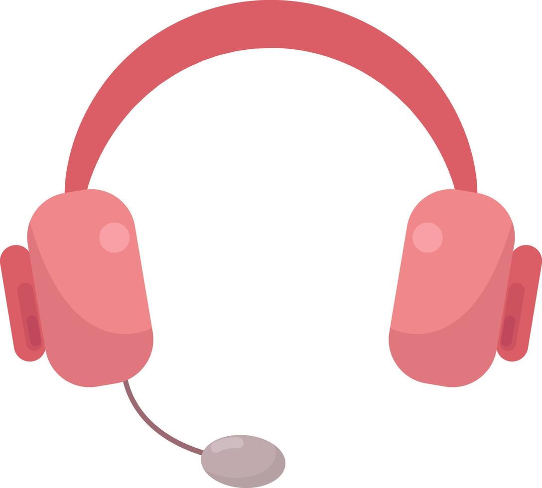 Auriculares rosa, ilustración, vector sobre fondo blanco.