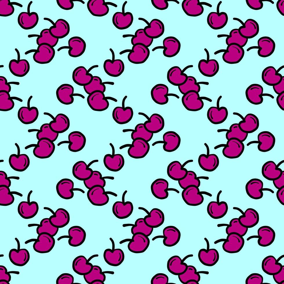 Delicious cherries, seamless pattern on white background. vector