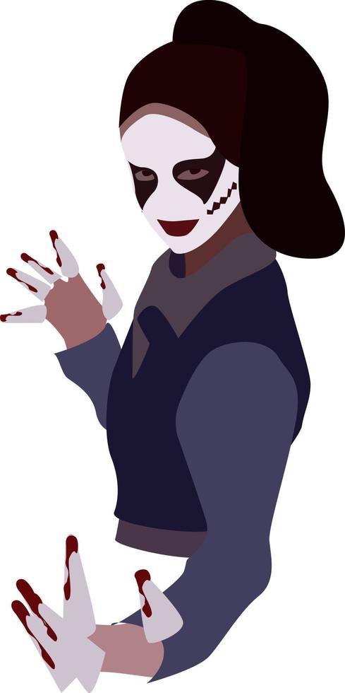 Joker girl, illustration, vector on white background.