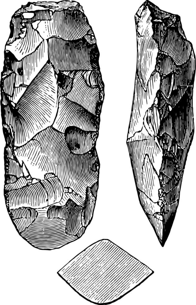 Neolithic Tool vintage illustration. vector