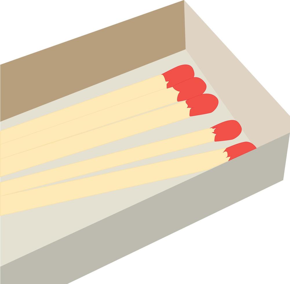 Matches in box, illustration, vector on white background.