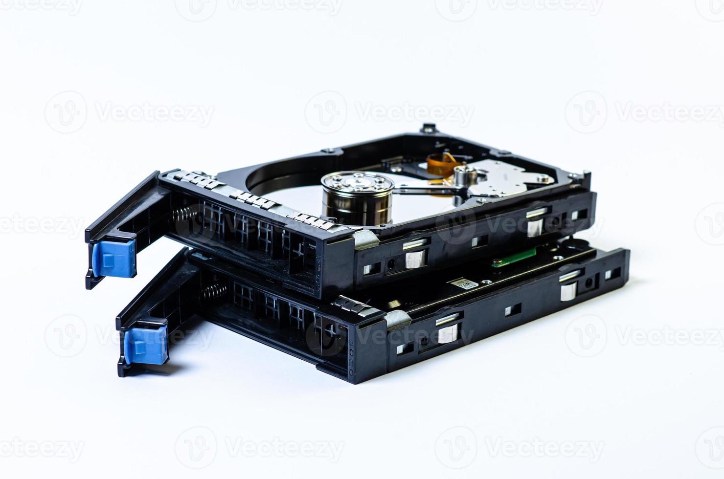 Hard disk drive HDD of different size isolated on white. photo