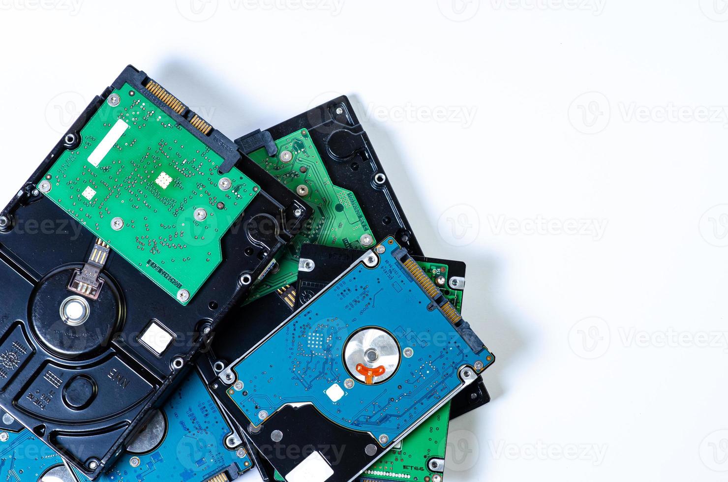 Hard disk drive HDD of different size isolated on white. photo