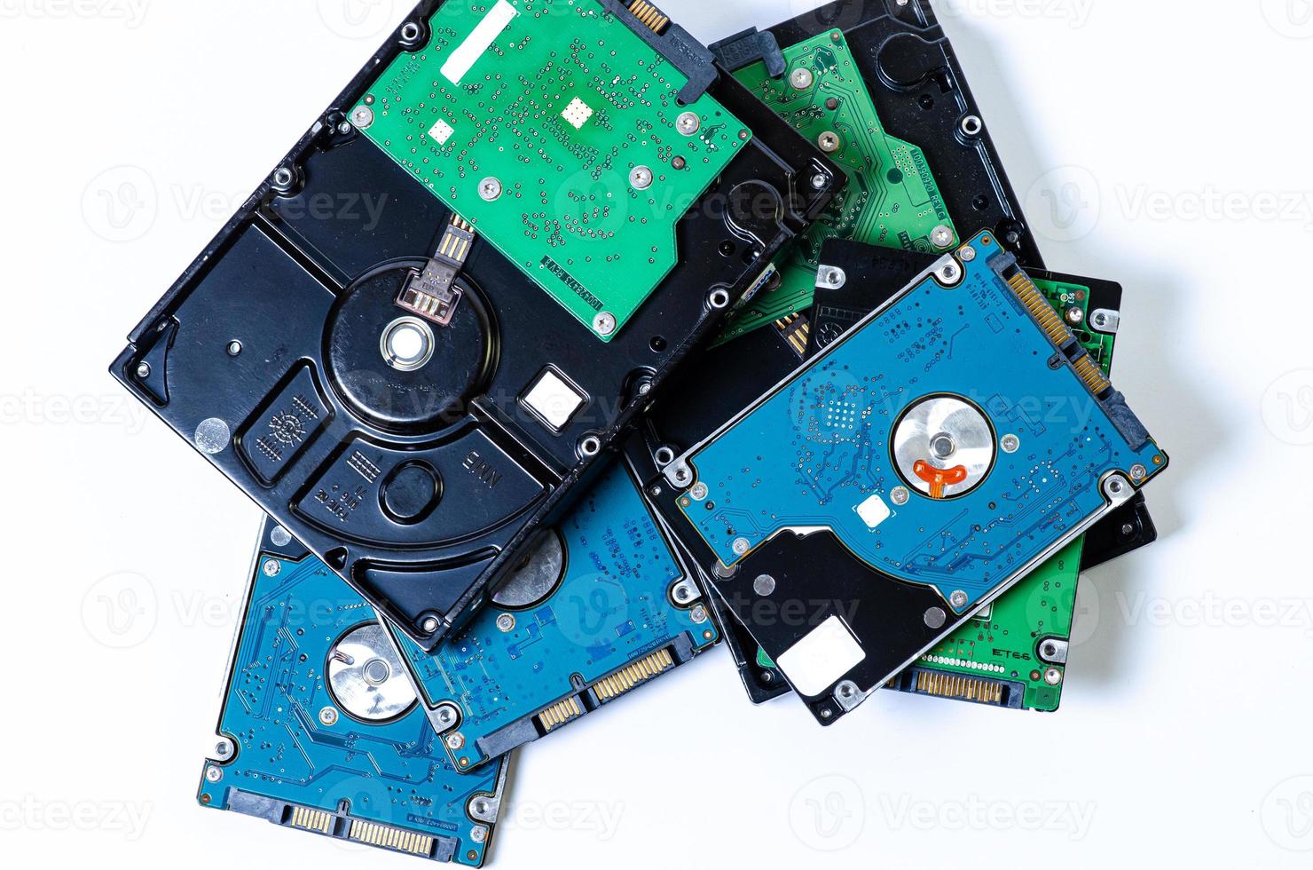 Hard disk drive HDD of different size isolated on white. photo