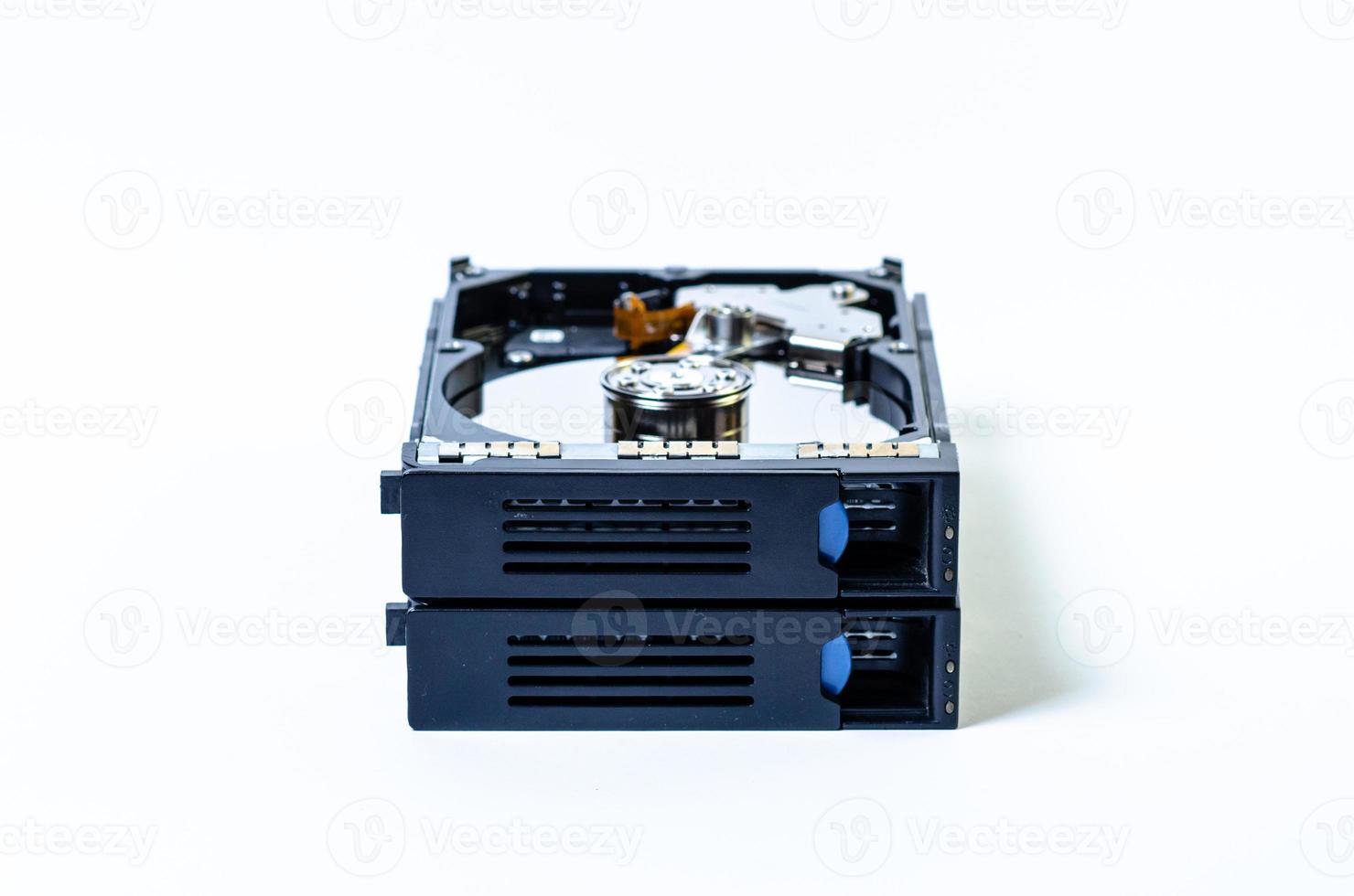 Hard disk drive HDD of different size isolated on white. photo