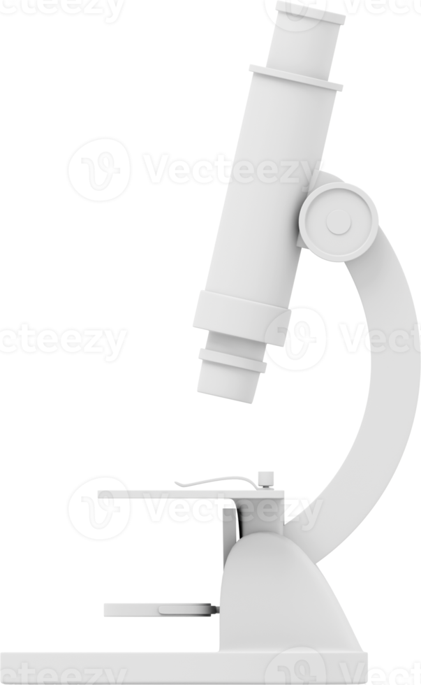 White microscope. 3D rendering. PNG Icon on transparent background