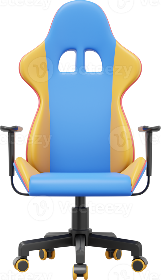 Multicolored gaming armchair. 3d rendering. PNG icon on transparent background.