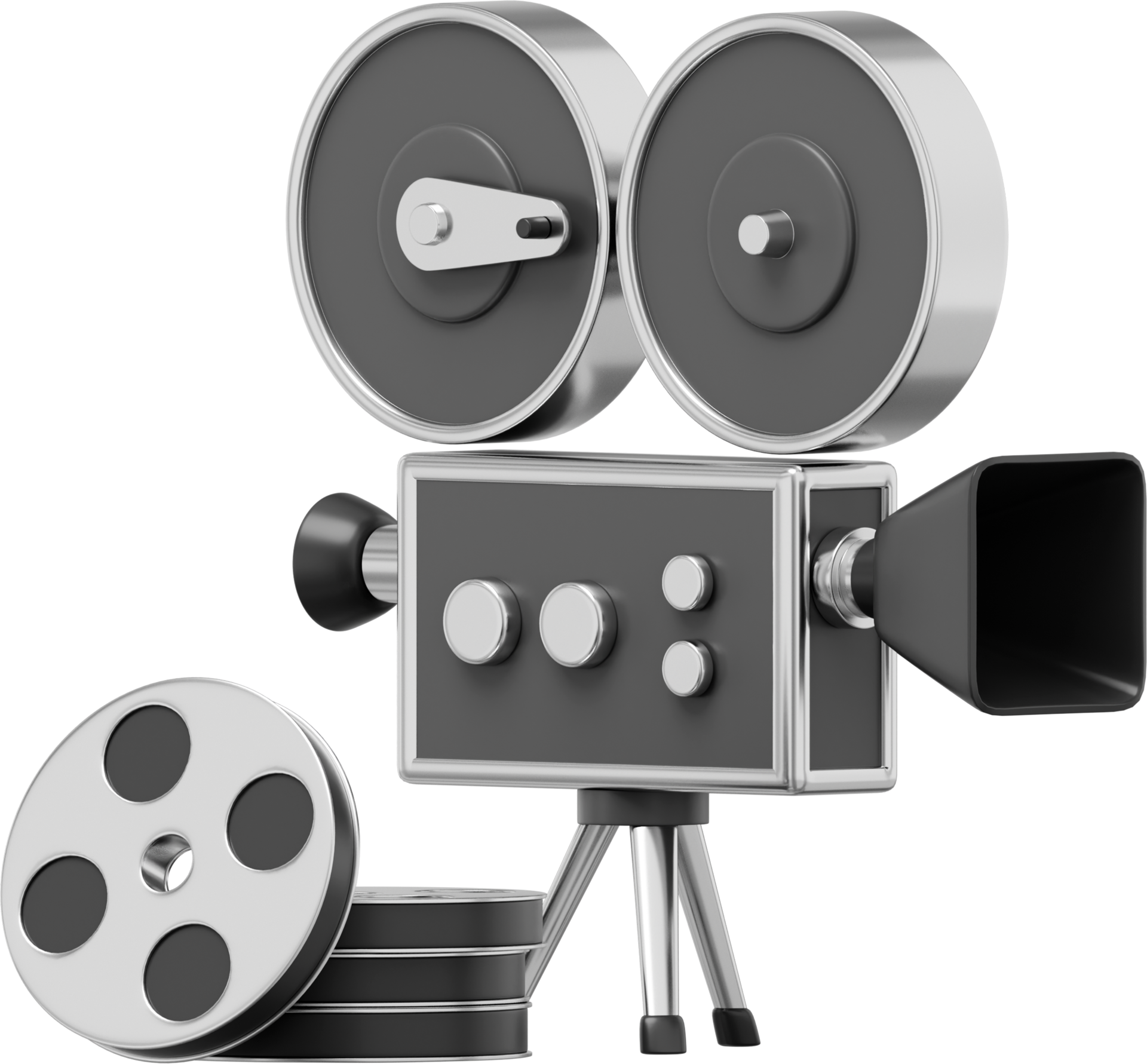 Free Vintage black cartoon style movie camera. Funny retro video camera. 3D  rendering. PNG icon on transparent background 13749205 PNG with Transparent  Background