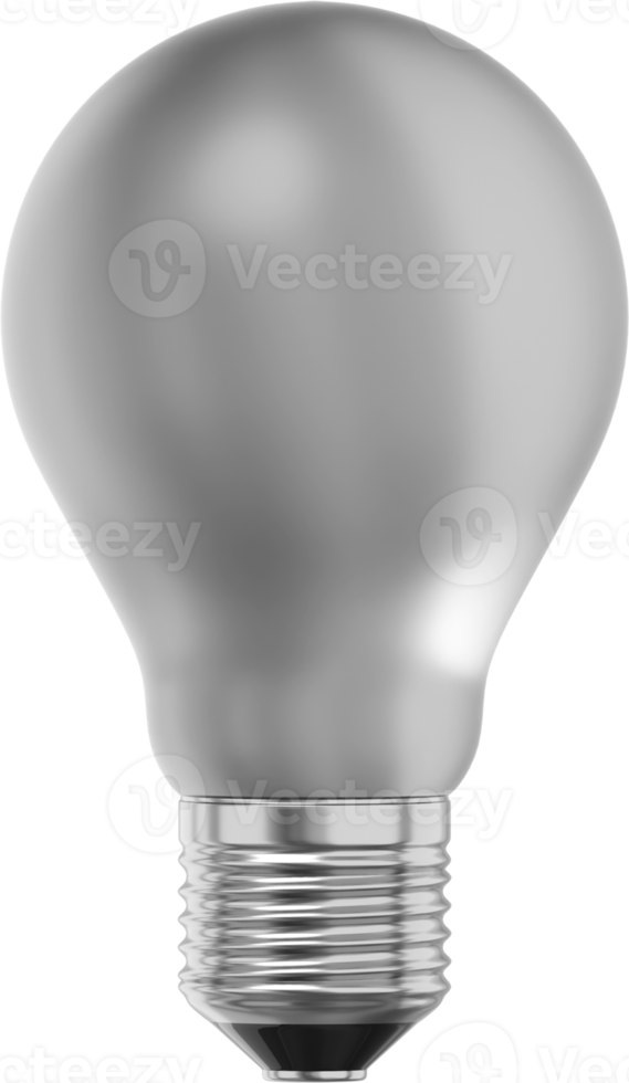 Realistic white light bulb. 3D rendering. PNG Icon on transparent background