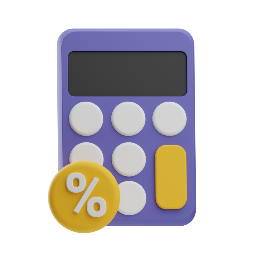 crédito e empréstimo, ilustração de calculadora de objeto 3d png