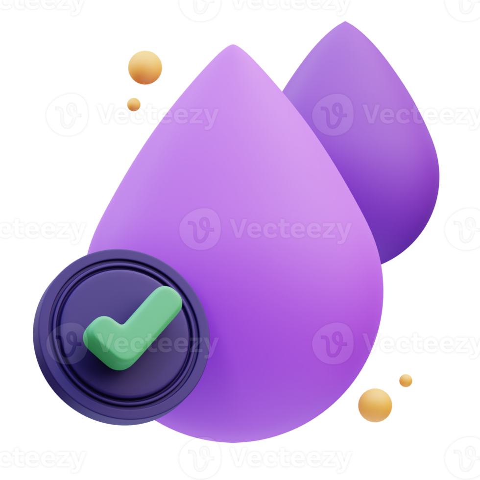 water with a success stamp Quality control, 3d Illustration png