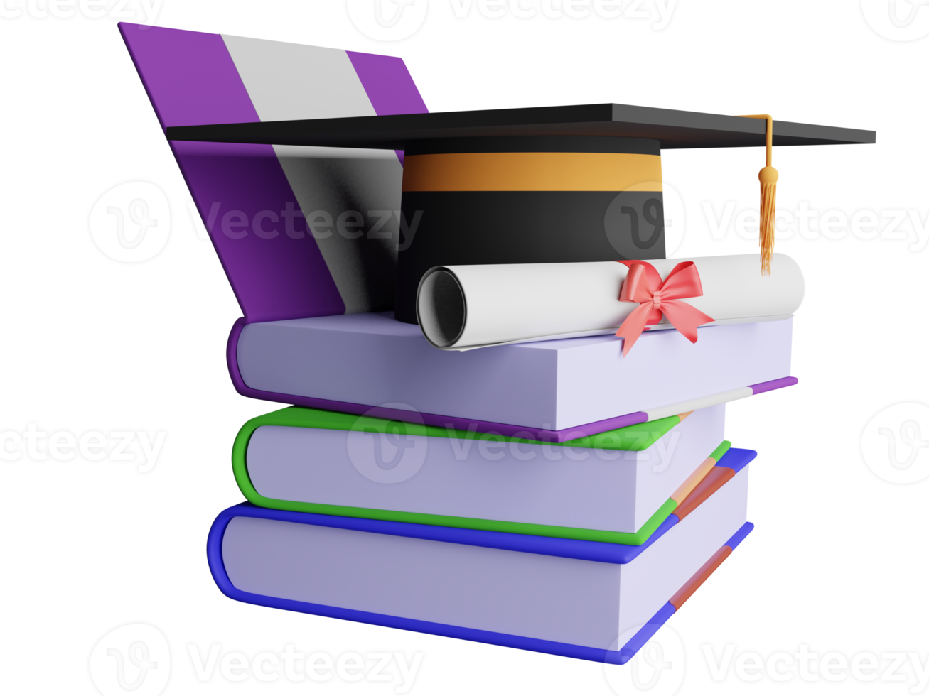 pile of books with degree cap png