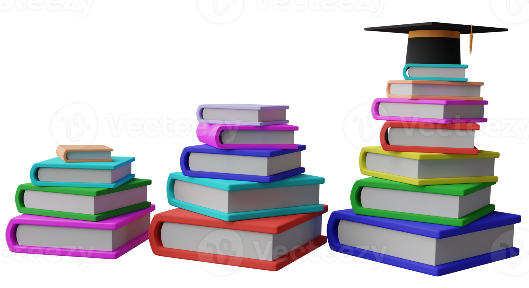 pile of books with degree cap png