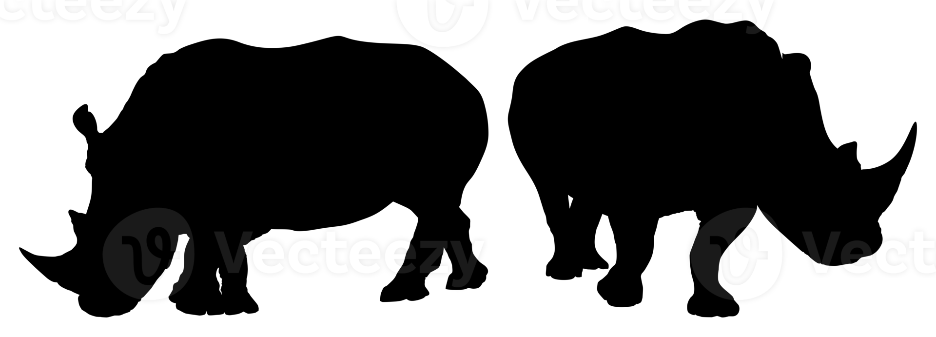 un par de la silueta de rinoceronte para logotipo, pictograma, sitio web, ilustración de arte o elemento de diseño gráfico. formato png
