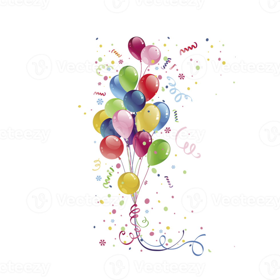 Party Balloon Birthday, Colorful balloons, ribbon, color Splash png