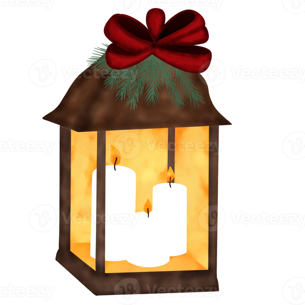 Christmas Lantern with bow and pine branches. 13749460 PNG