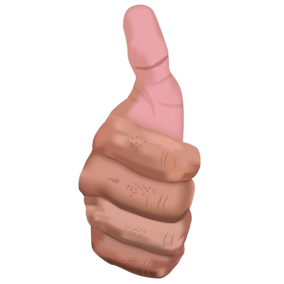 white man's hand with thumb up shows that all great vector