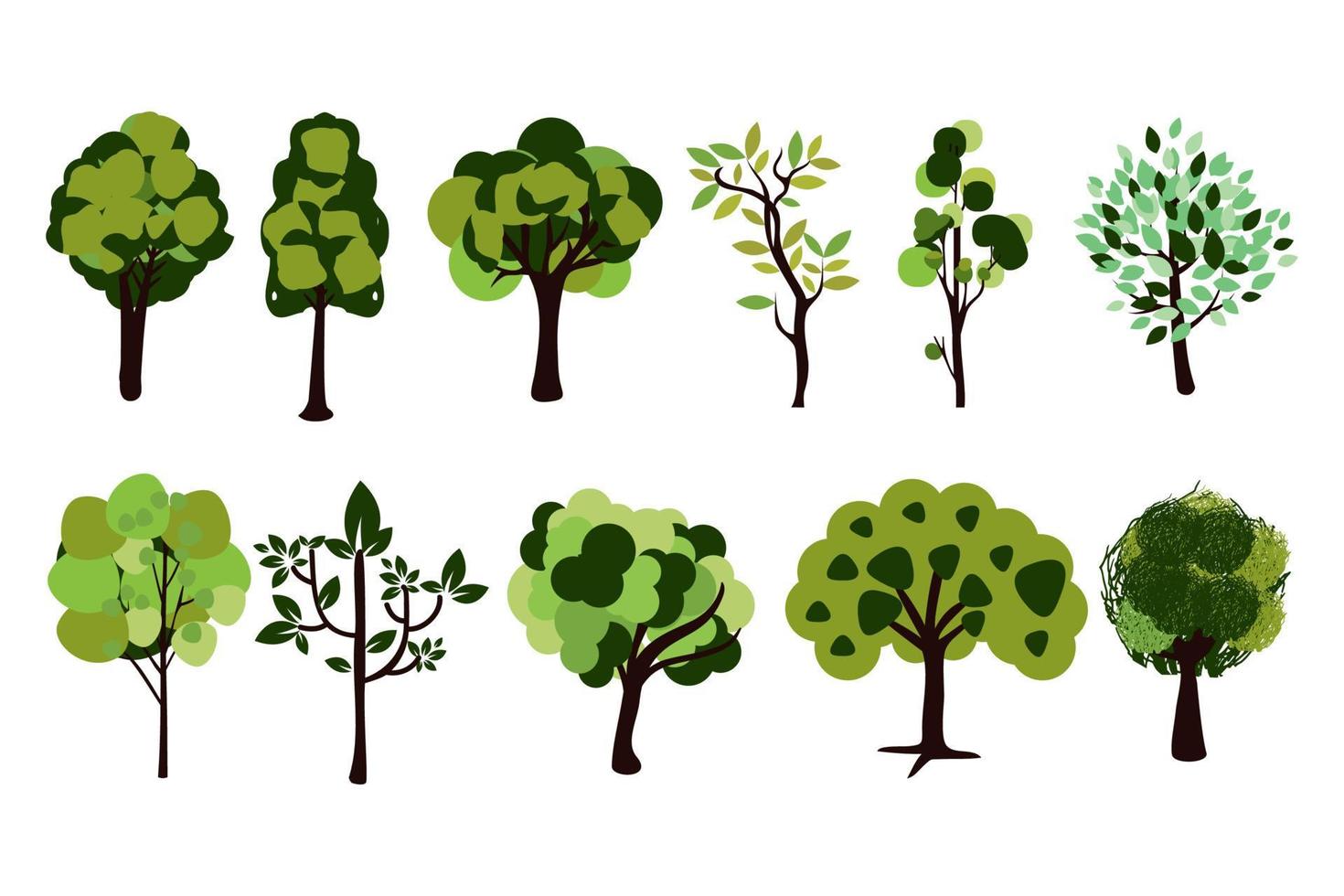 colección de ilustraciones de árboles. se puede utilizar para ilustrar cualquier tema de naturaleza o estilo de vida saludable. vector
