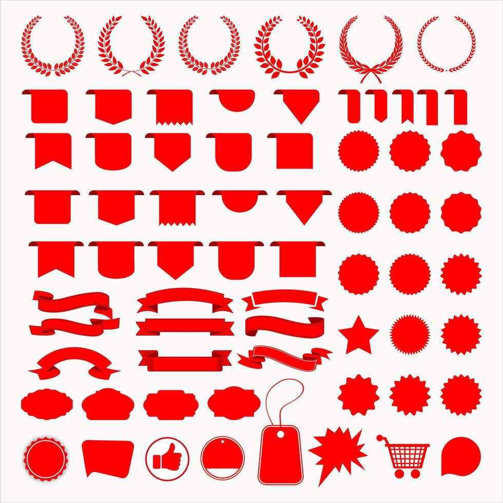 Big collection of red price tags stickers labels and ribbons 13749558