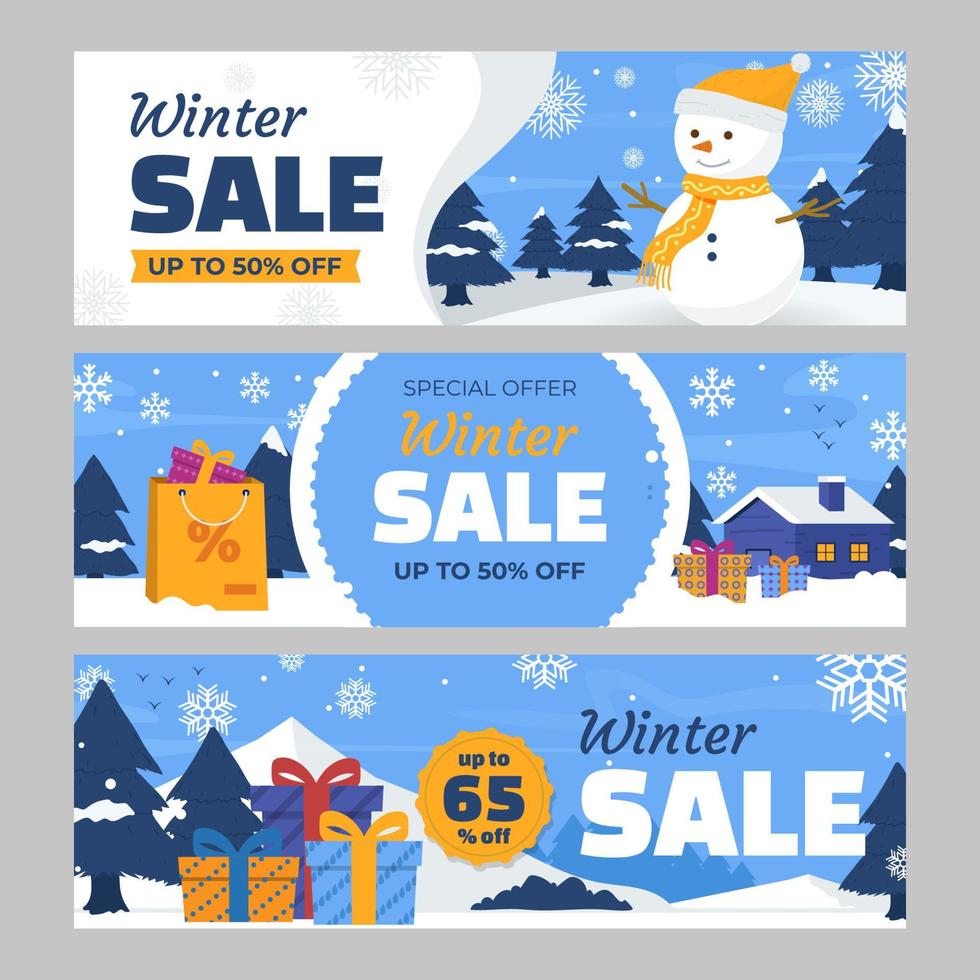 Winter Sale Banner Set vector