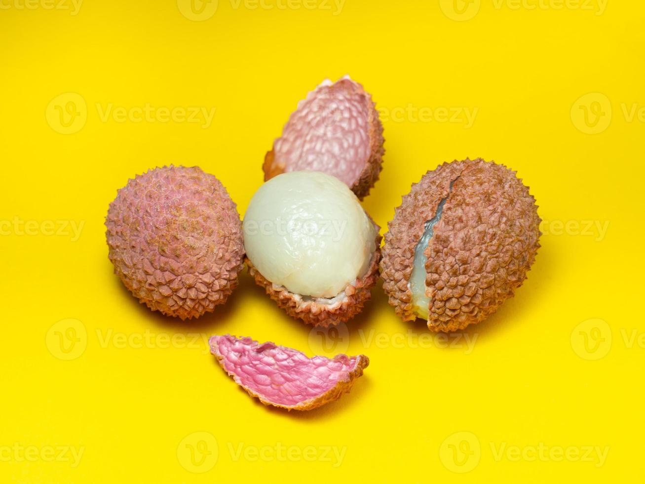 sliced lychee. Round pimply fruits. Chinese plum. fruit peel. photo