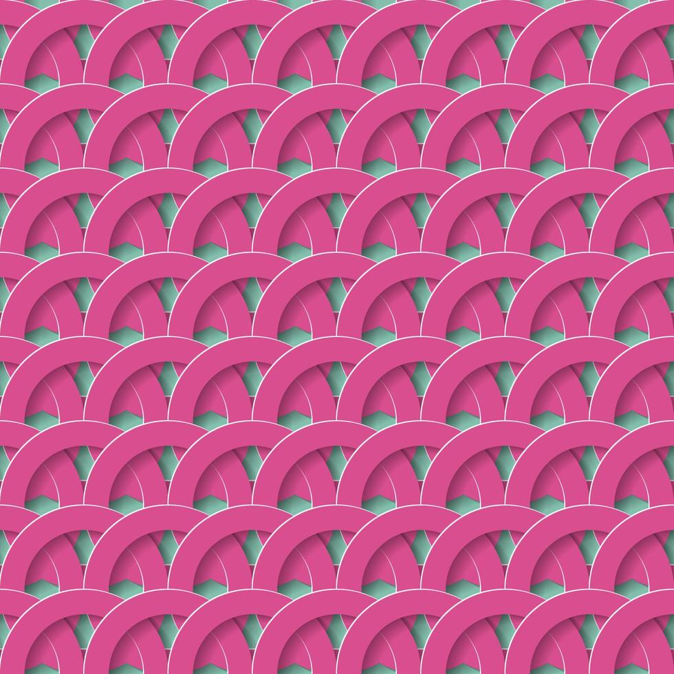 Pink circles seamless pattern. Paper cut out style. Vector illustration.