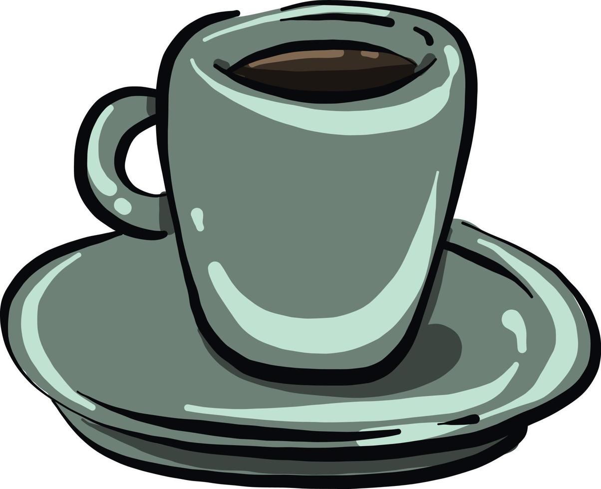 Cup of hot coffee, illustration, vector on a white background.
