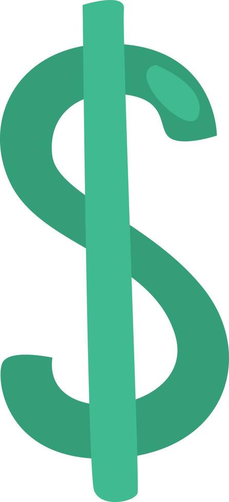 Signo de dólar verde, ilustración, vector sobre fondo blanco.