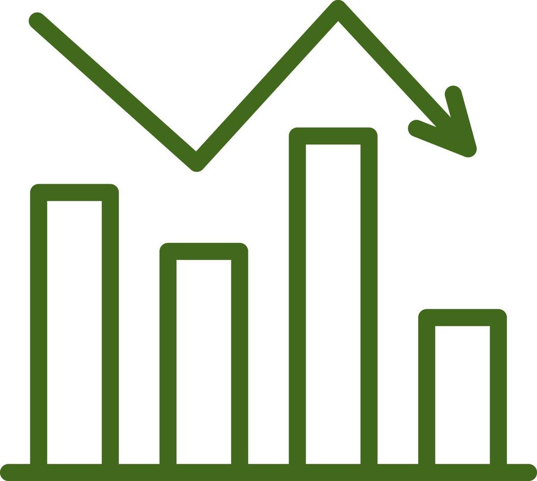 Failing graph, illustration, vector on a white background.