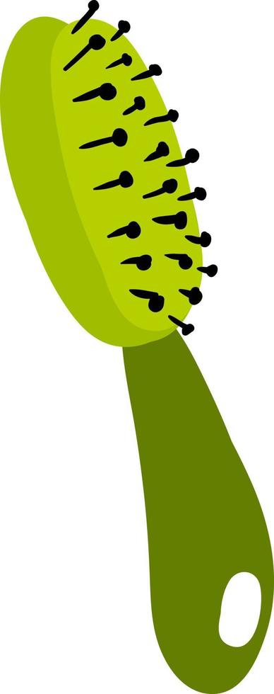Green hair comb, illustration, vector on white background.